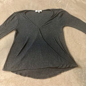 Anthropologie Eri + Ali Charcoal Wrap V-Neck Blouse